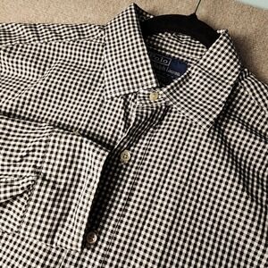 Polo Ralph Lauren Gingham Button Down Shirt Men's Classic Fit Black White